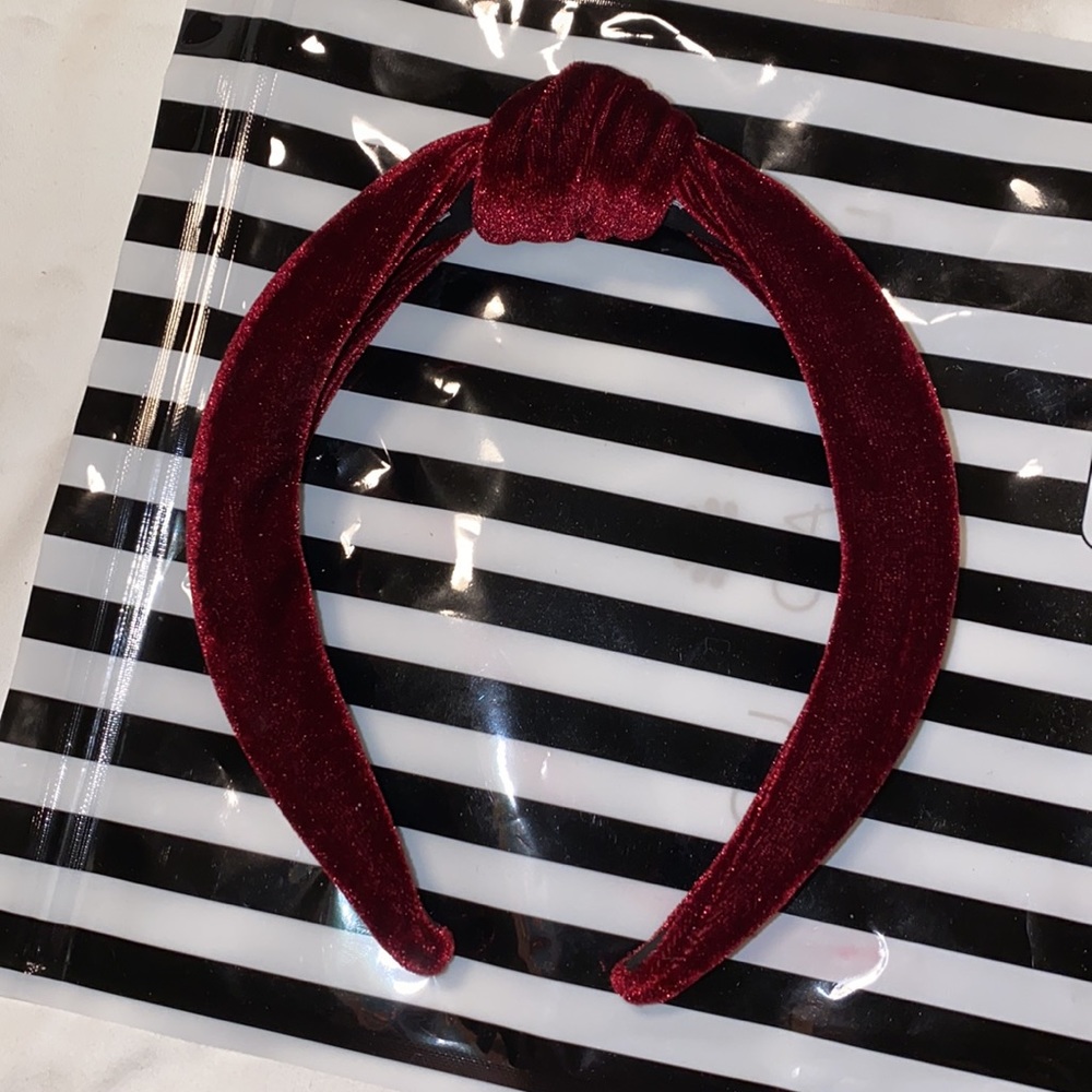 Burgundy Velvet Knot Headband